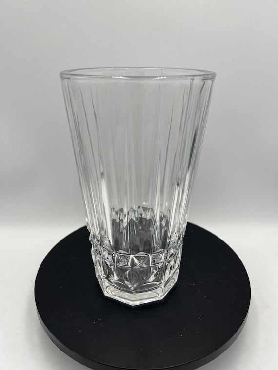 Val St Lambert Belgium Vintage Crystal Vase Diamond Band Signed VS
