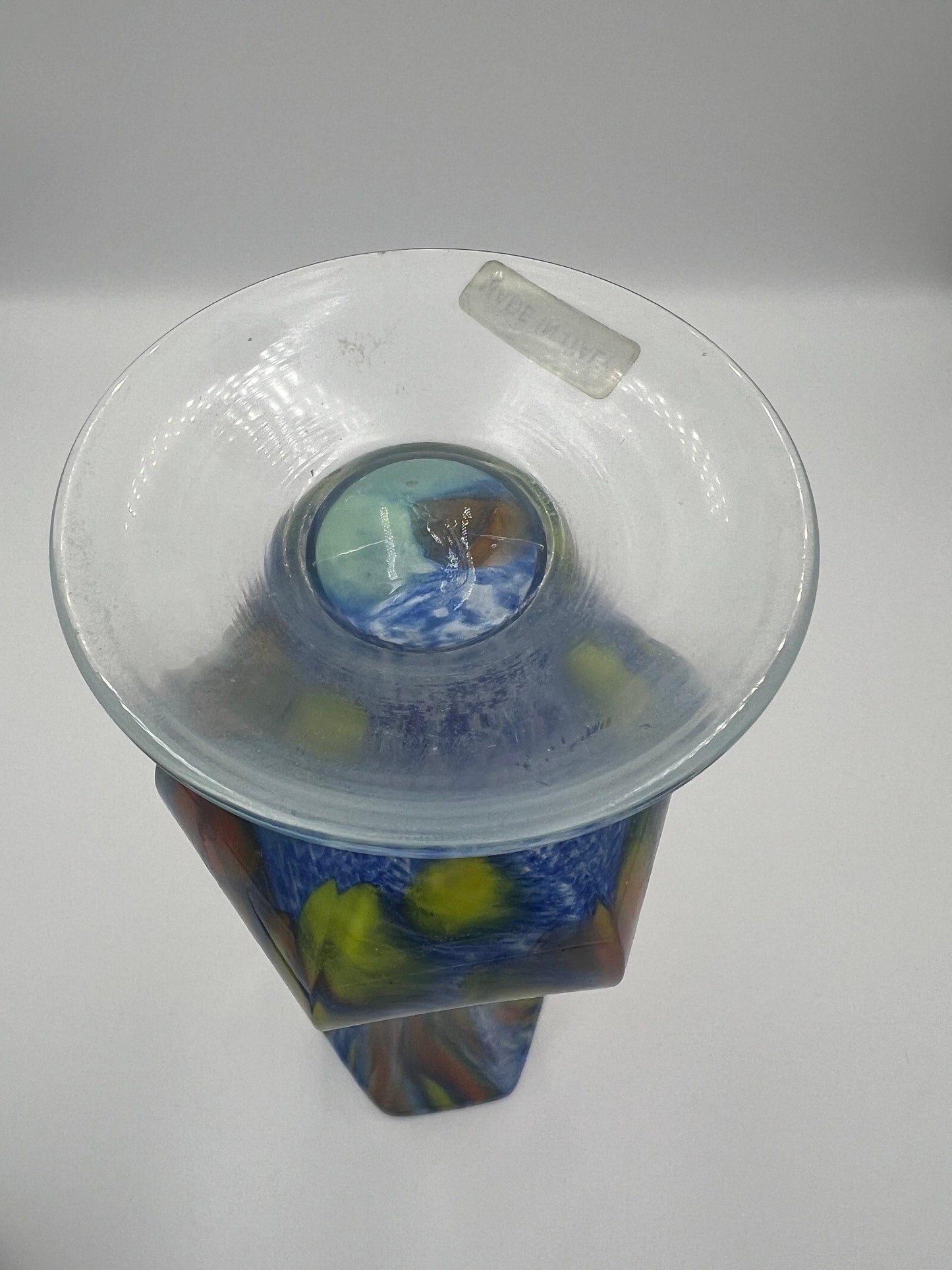 Italian Art Glass Vase: Colorful Swirl Design