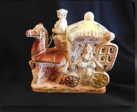 Victorian Porcelain Night Light: Vintage Tilso Horse and Coachman (5")