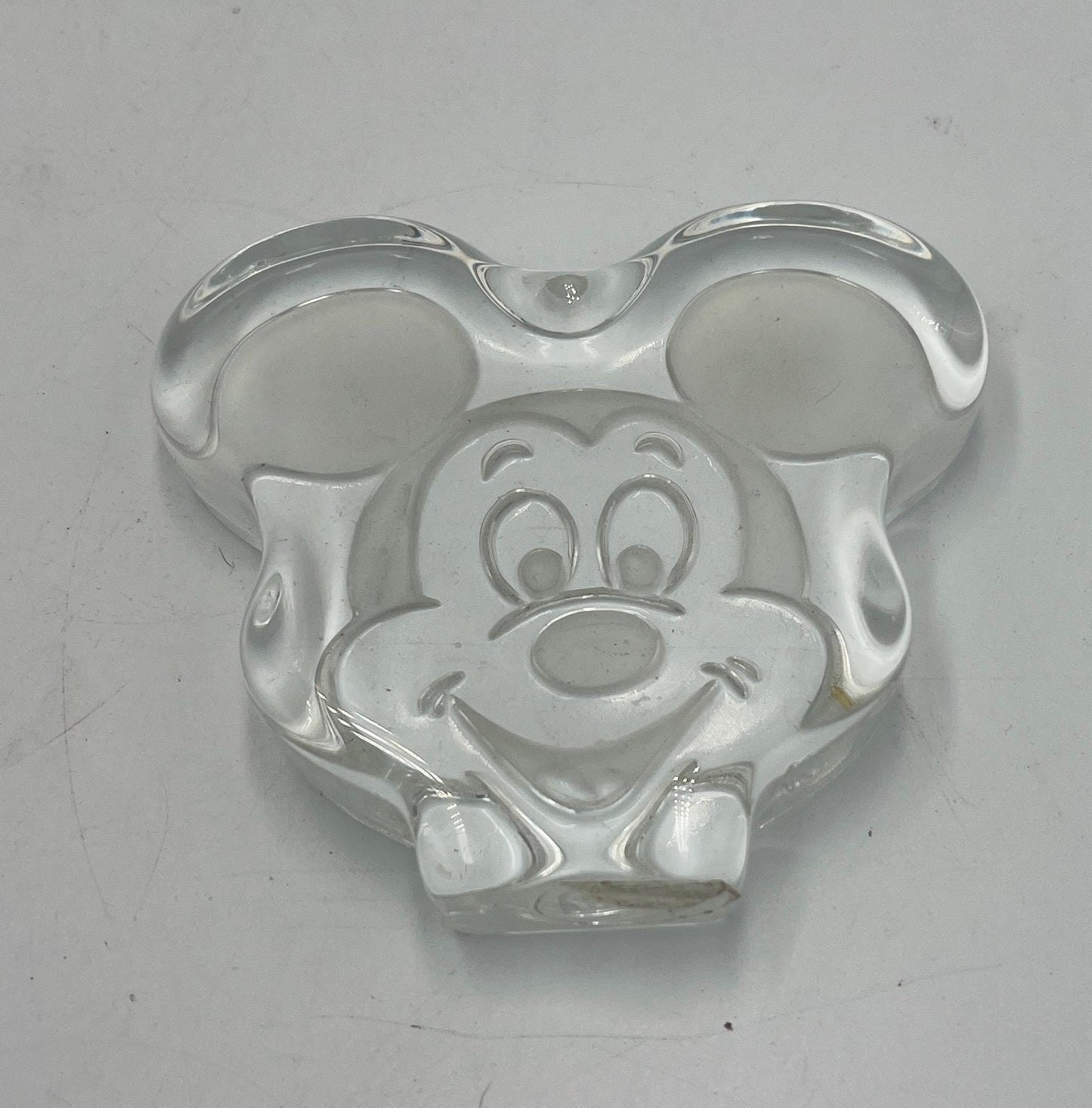 Mickey Mouse Paperweight: Vintage Disney Collectible (Clear Glass)