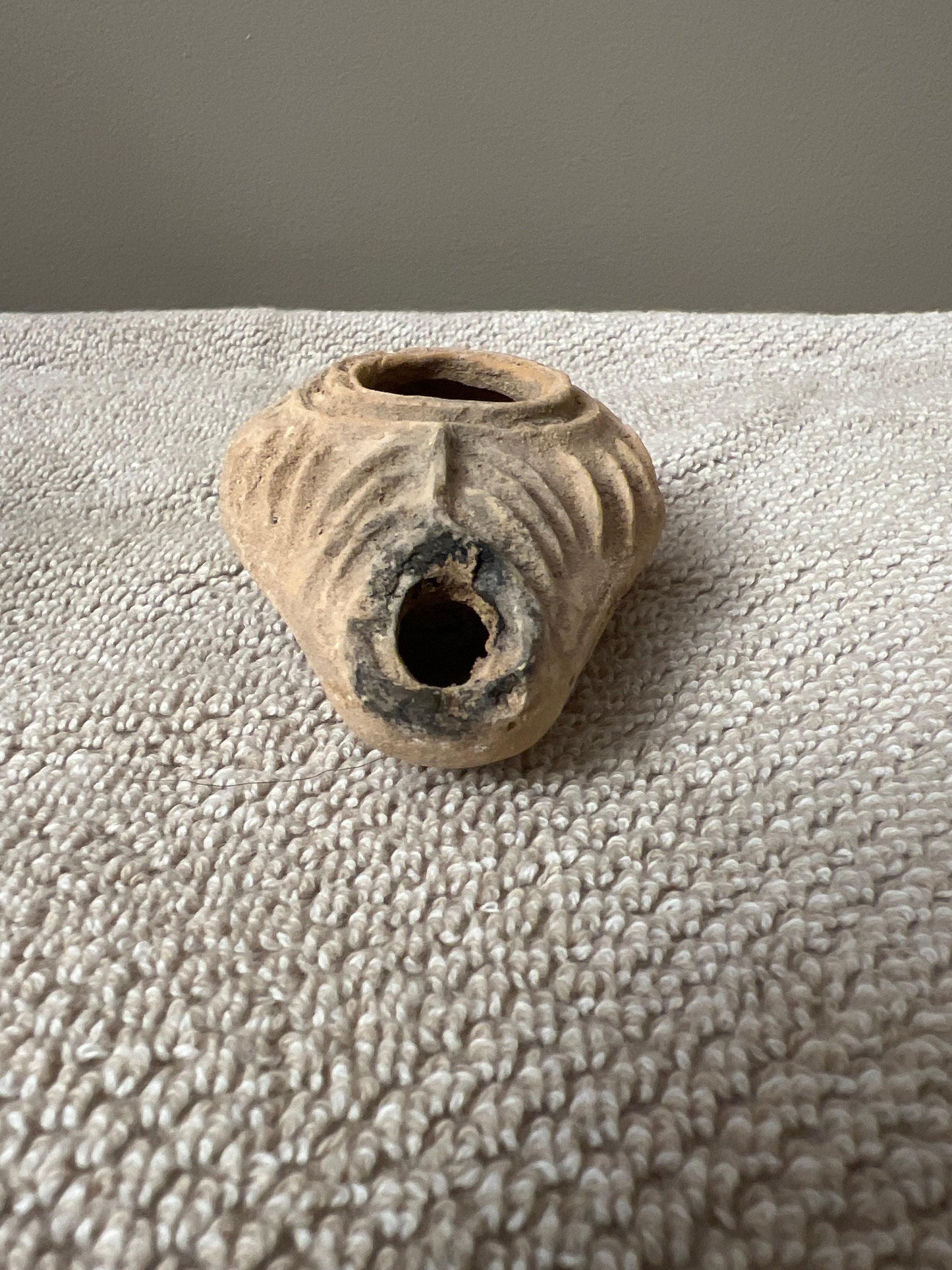 Byzantine Terra Cotta Oil Lamp, Bethlehem Relic (4 Inches, 400-600 CE)