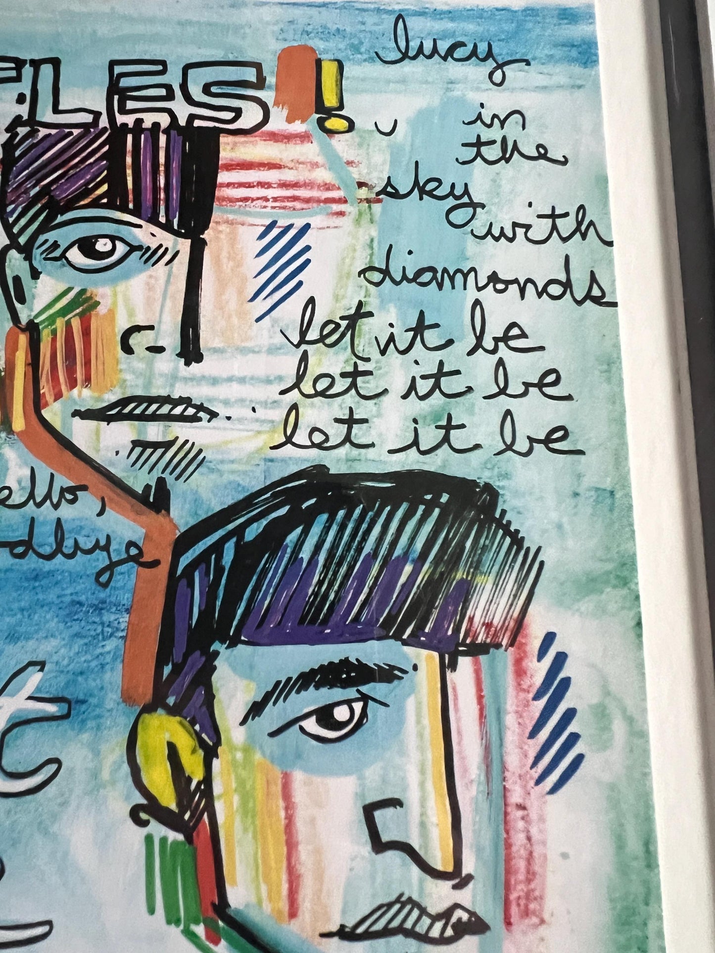 Lebo David LeBatard Meet the Beatles Embossed Print, Hand Signed, Thumb Printed by Lebo