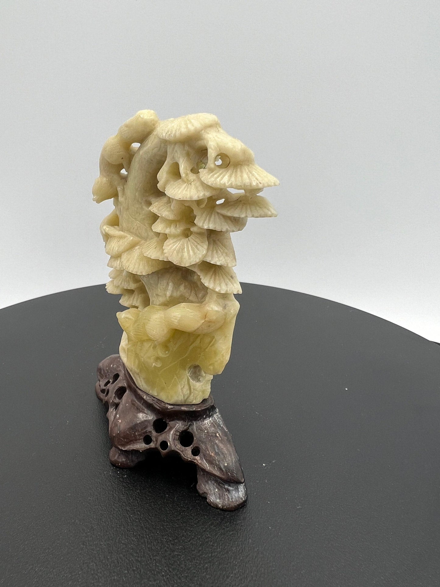 Soapstone Sculpture: Chinese Animals on Tree - Hand Carved Art