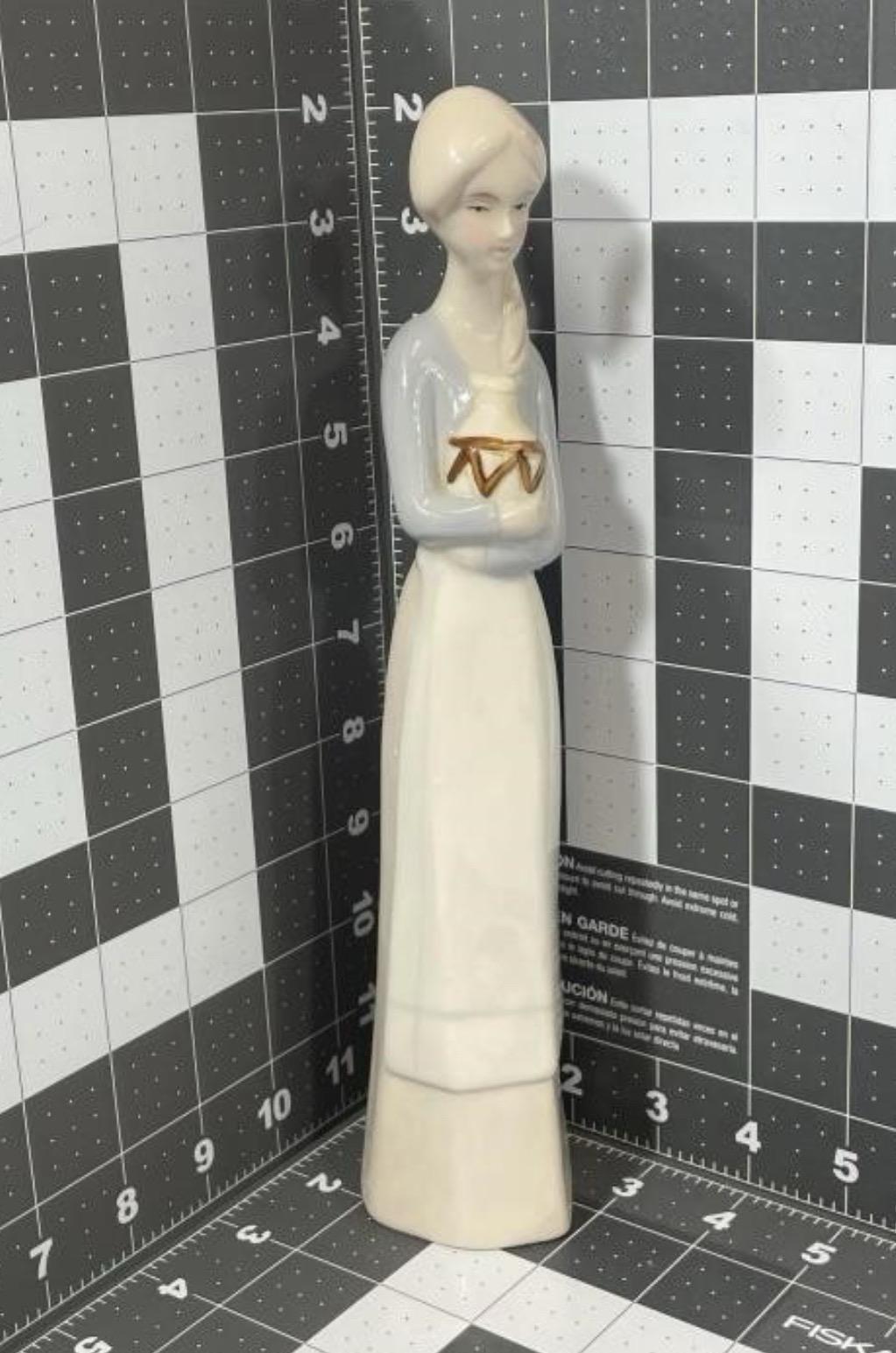 Vintage Ceramic Figurine, Young Woman with Jar (10.75" Tall)