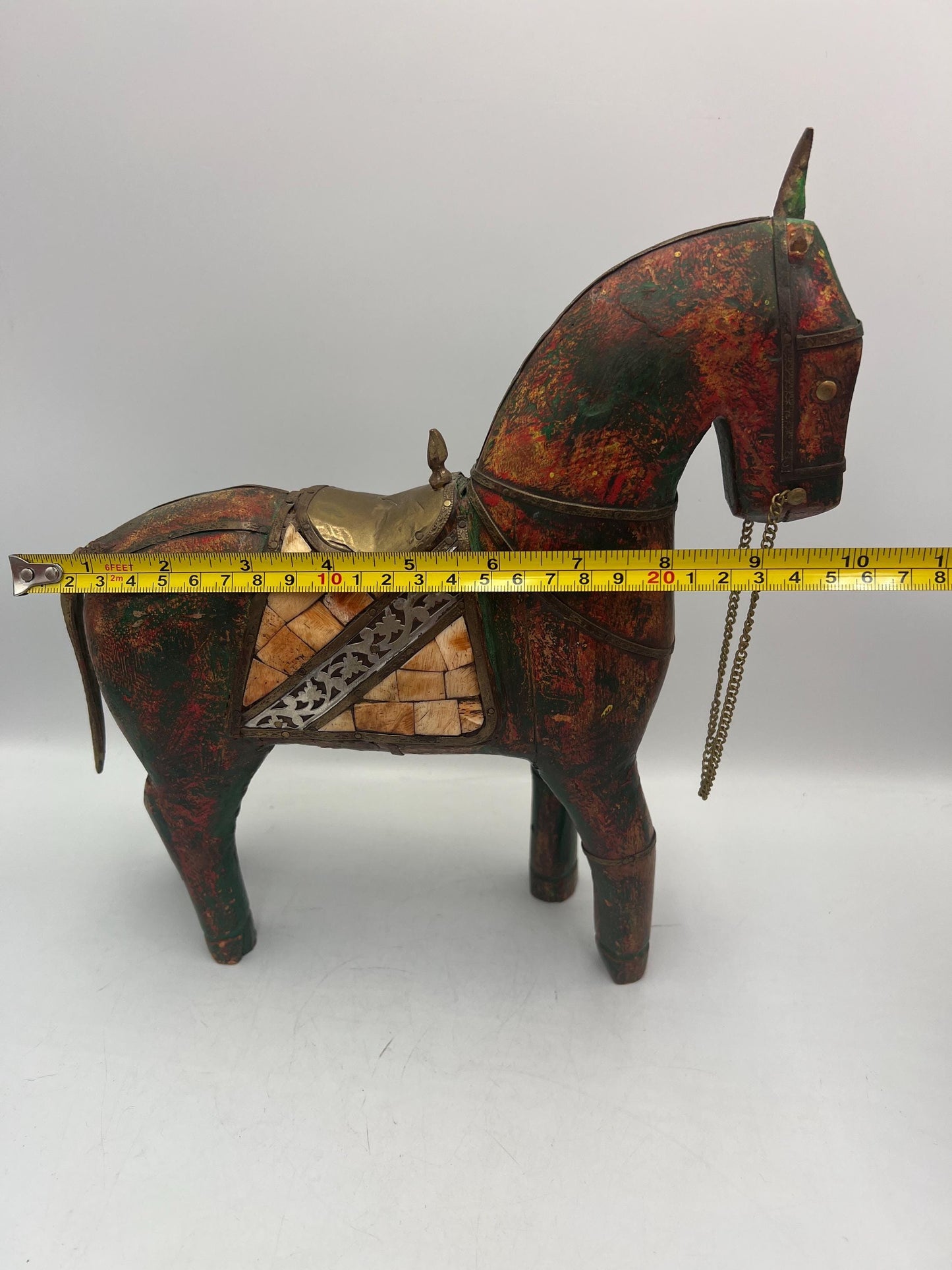 Wooden Horse Sculpture with Beautiful Accents