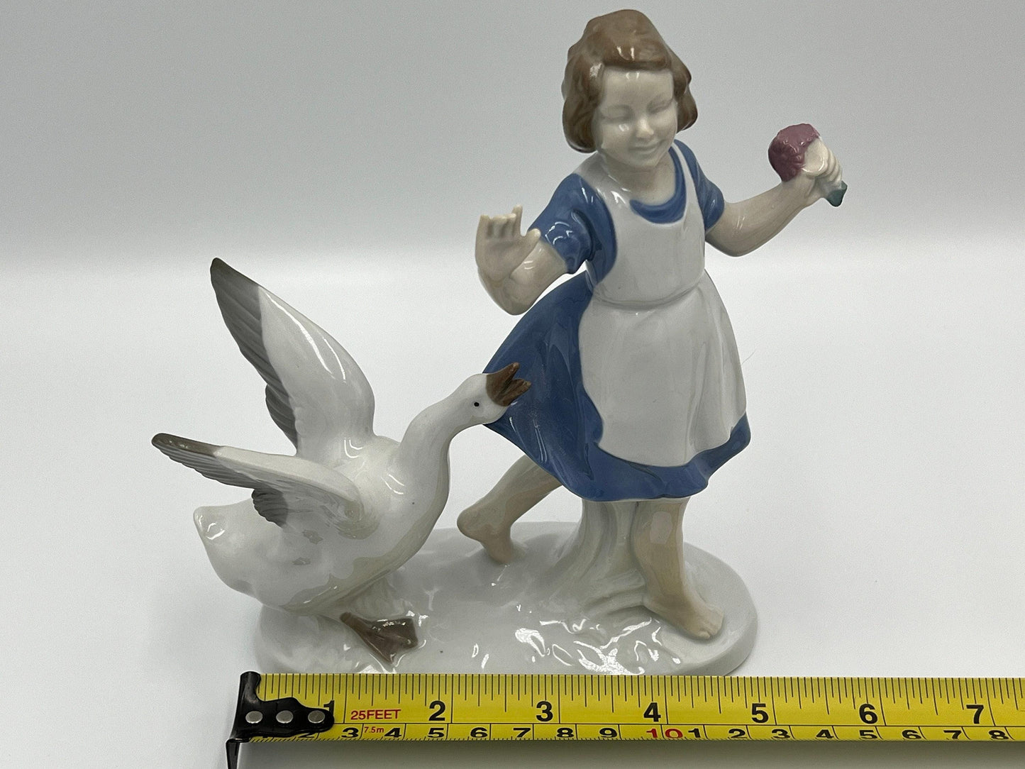 Grafenthal Porcelain Figurine, Barefoot Girl in Blue Dress (Vintage German Art)