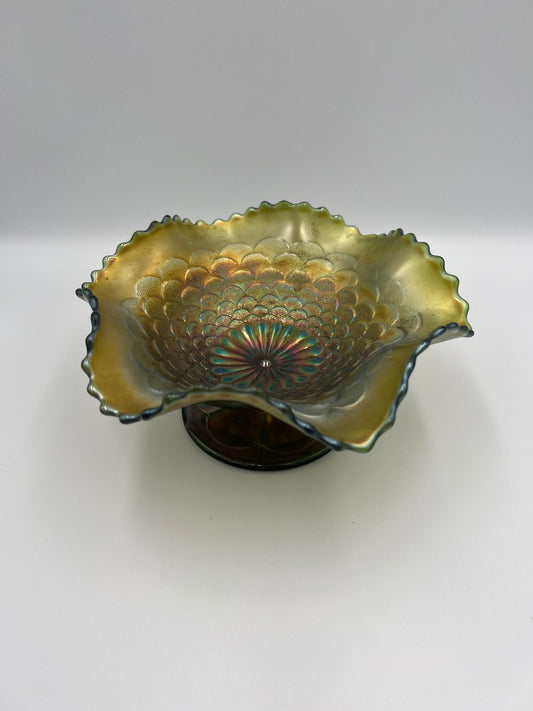 Vintage Northwood Style Carnival Glass Ruffled Bowl