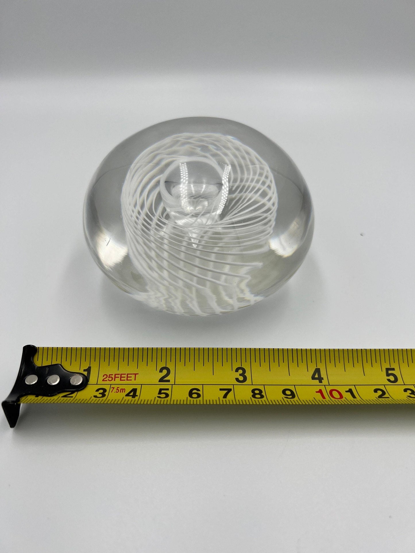 Steuben Art Glass Paperweight: Etched Design, Desk Decor