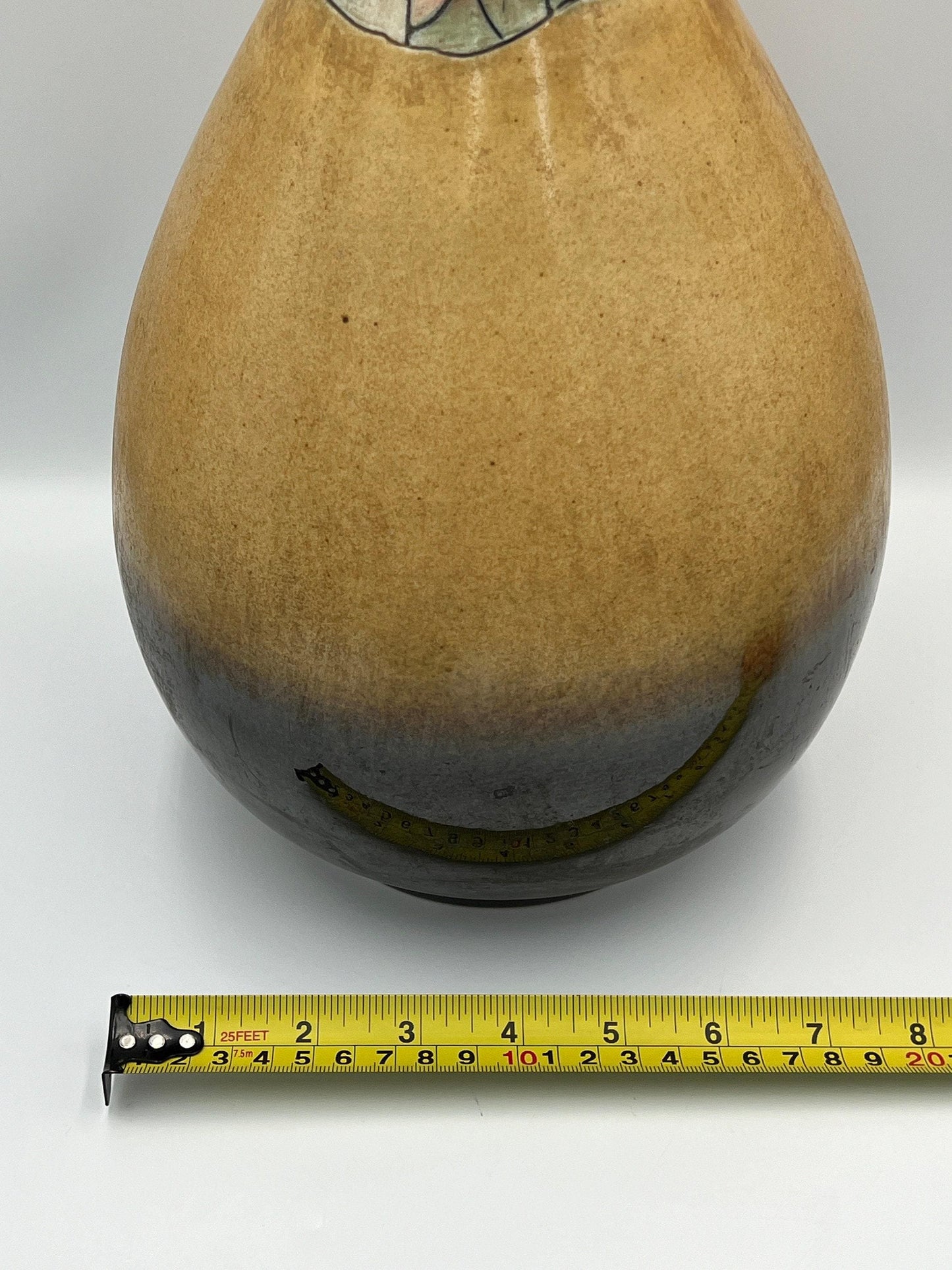 Chinese Porcelain Vase, Brown Black Glaze, Floral Design (15" Tall)