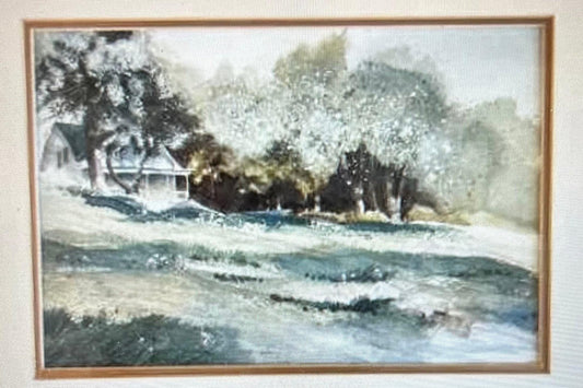 Winter Watercolor Art Print - Snow Scene Landscape by David Nichols