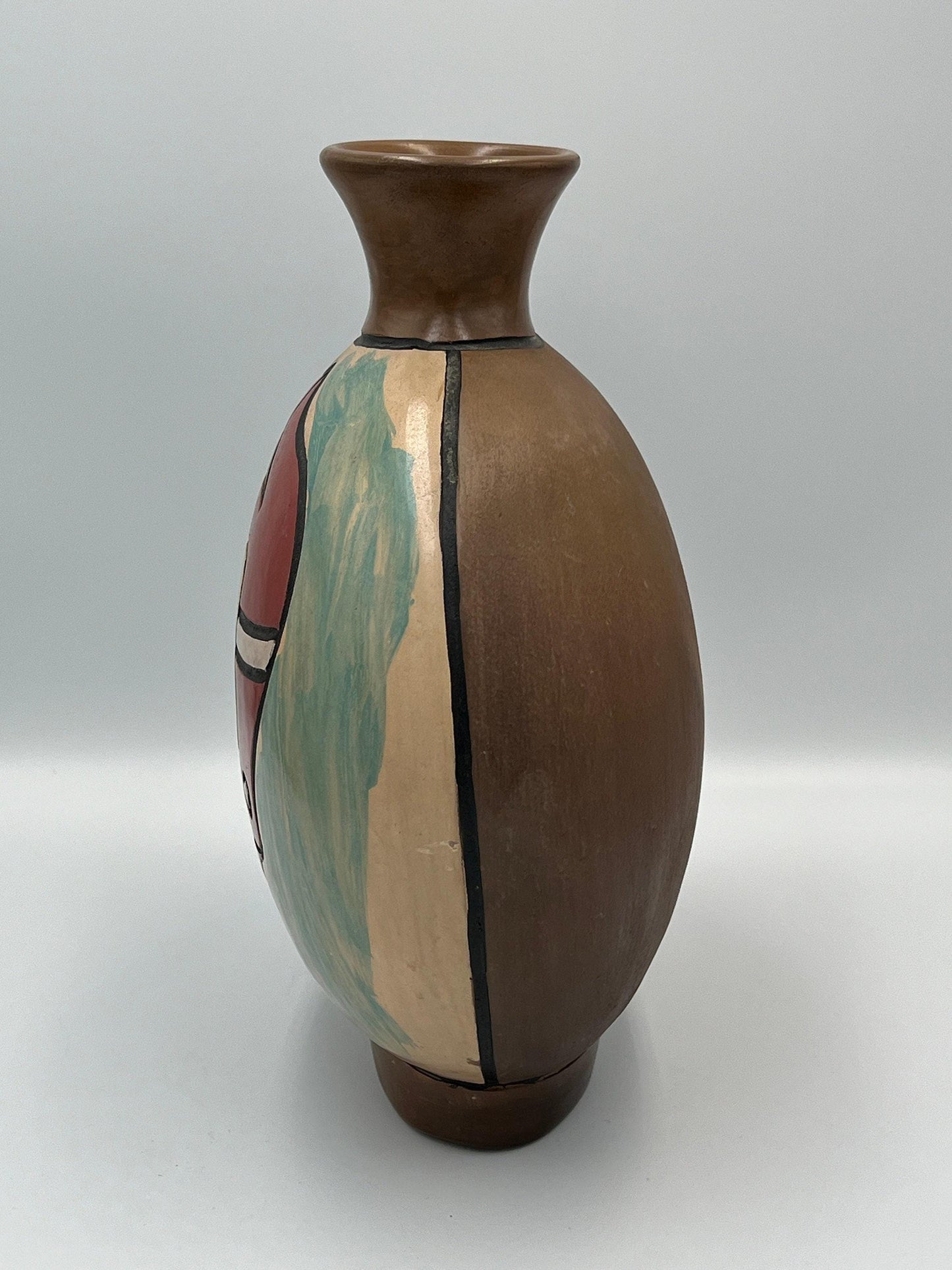 Abstract Face Vase: Peruvian Chulucanas Pottery - Rustic Ceramic