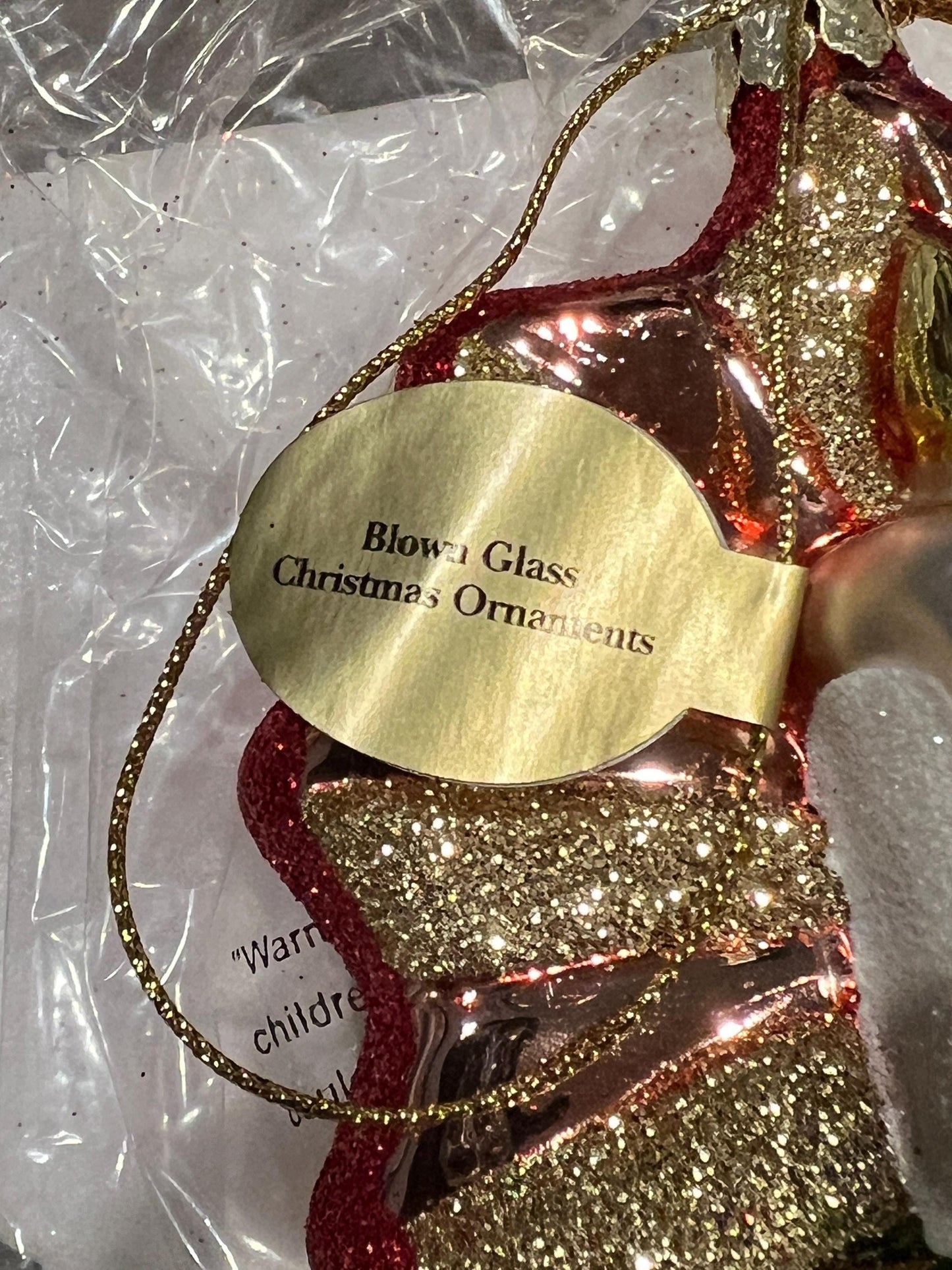 Christmas tree ornaments Blown Glass - Danbury Mint - Dog and Wreath