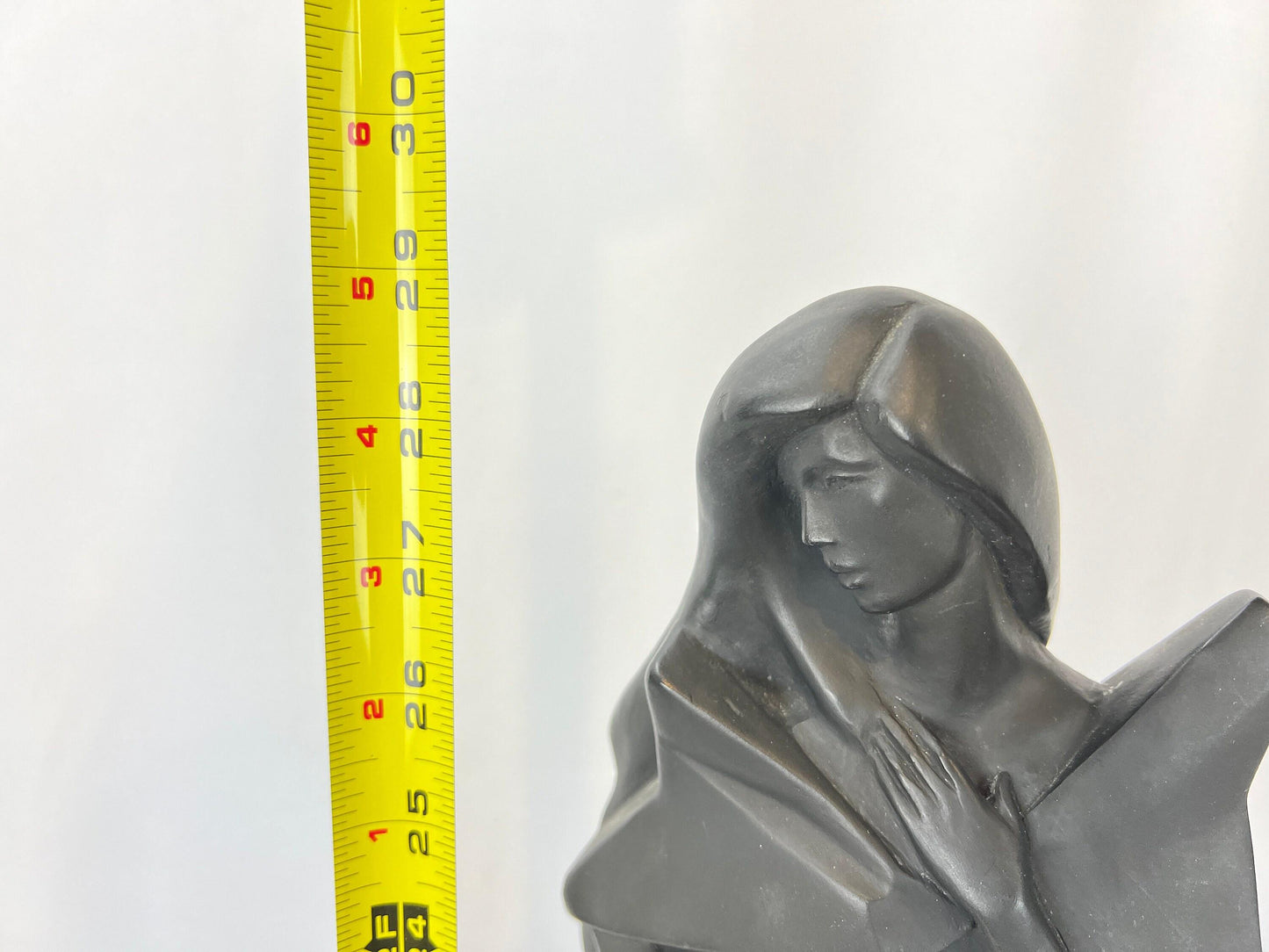 Woman Statue by David Fisher: Tall Black Resin - 1980s Mod Style
