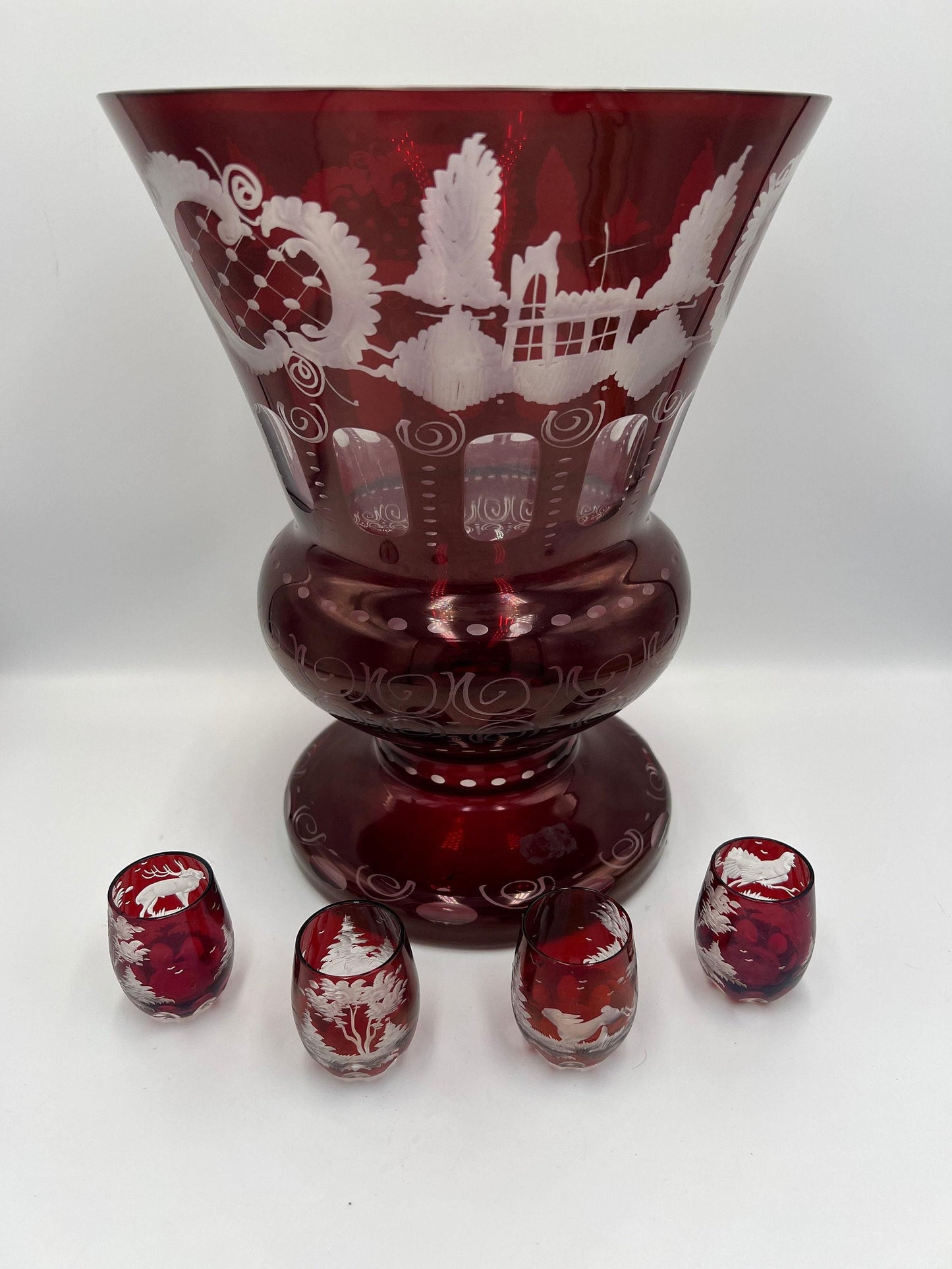 Ruby Red Egermann Glass Vase: Vintage Czech Cut Crystal