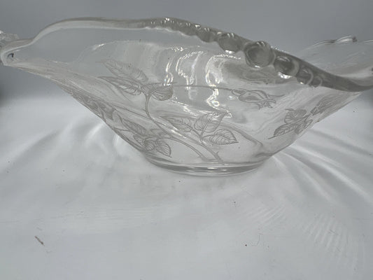 Heisey Waverly Rose Etched Glass Console Bowl
