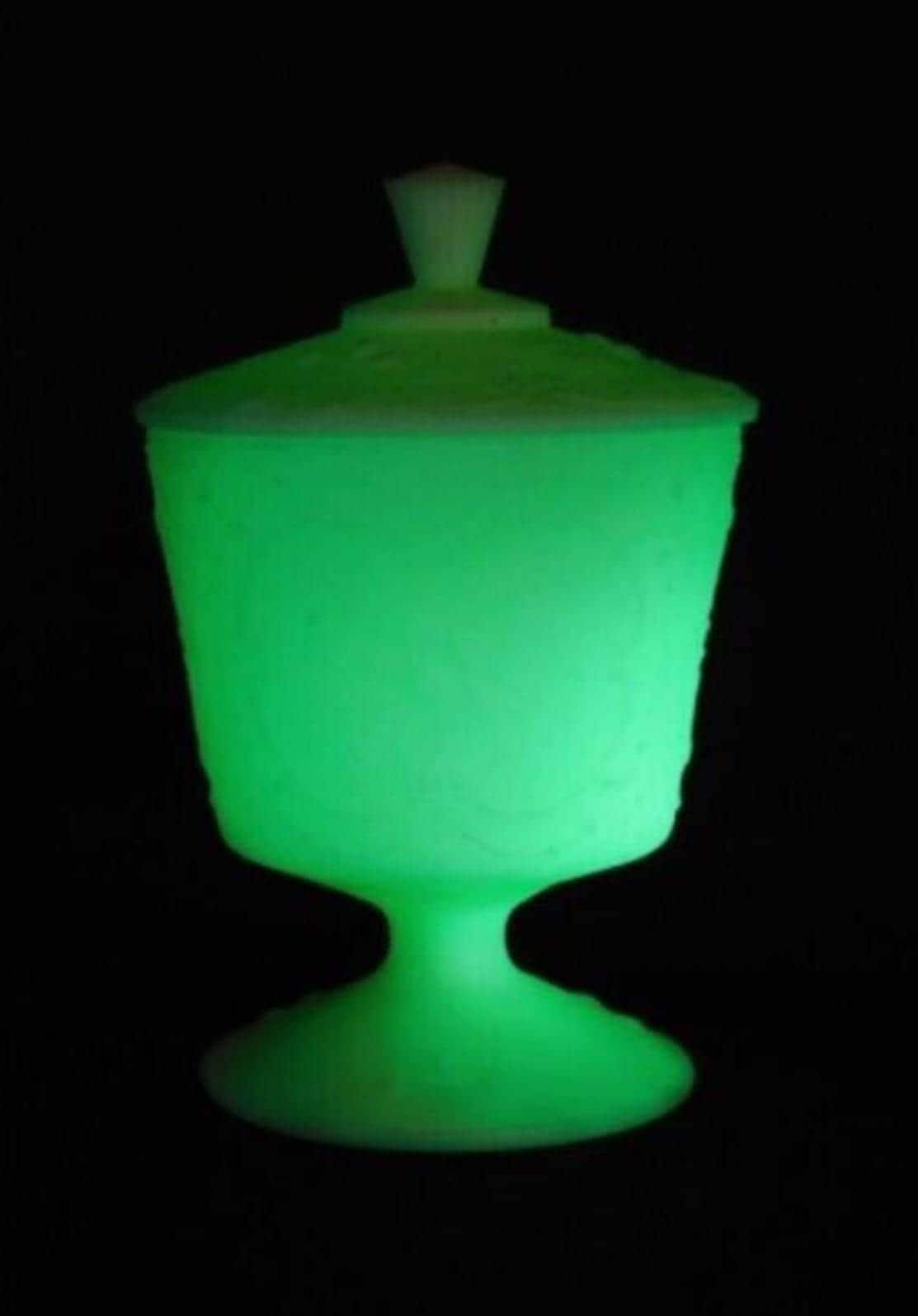 Fenton Uranium Custard Glass GLOWS - Water Lily Basket or Wild Strawberry Container - Your Choice