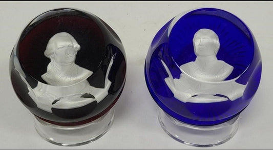 Franklin Mint Bicentennial Crystal Cameo Paperweights