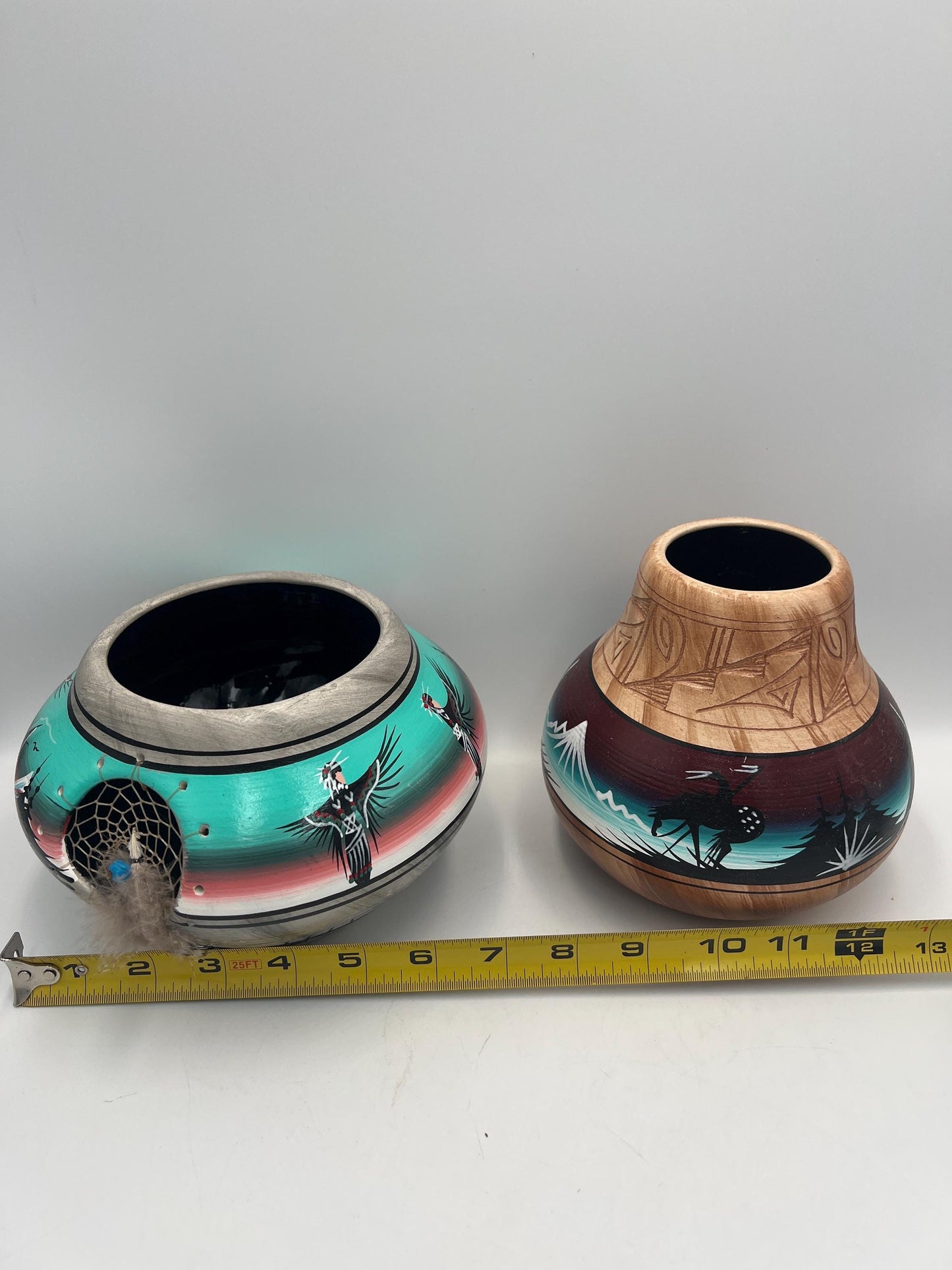 Navajo Pottery Vase and Small Dreamcatcher Pot, Signed P. Blackhorse, Sold Individually