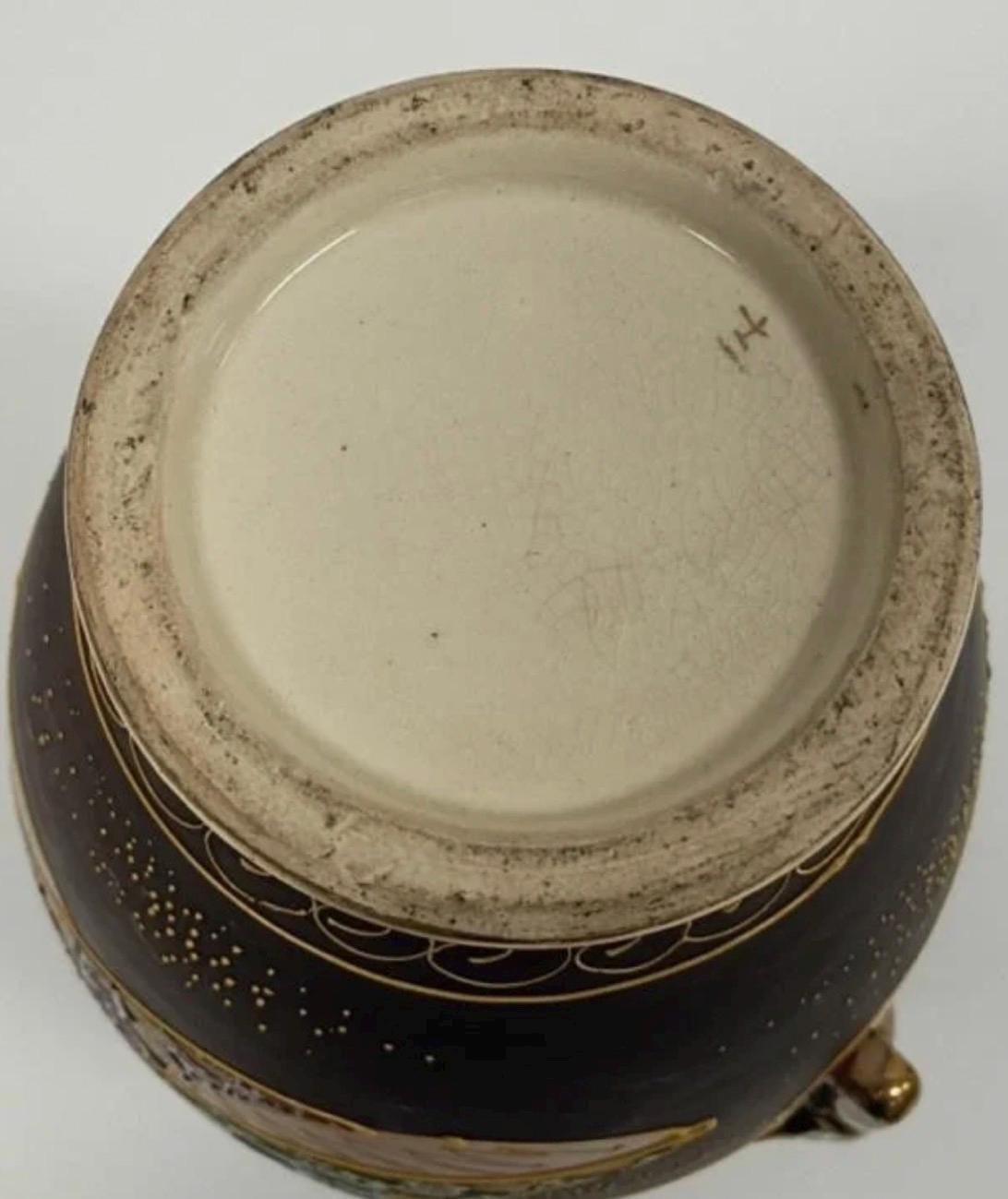 Japanese Satsuma Earthenware Vase with Dragon Adornments