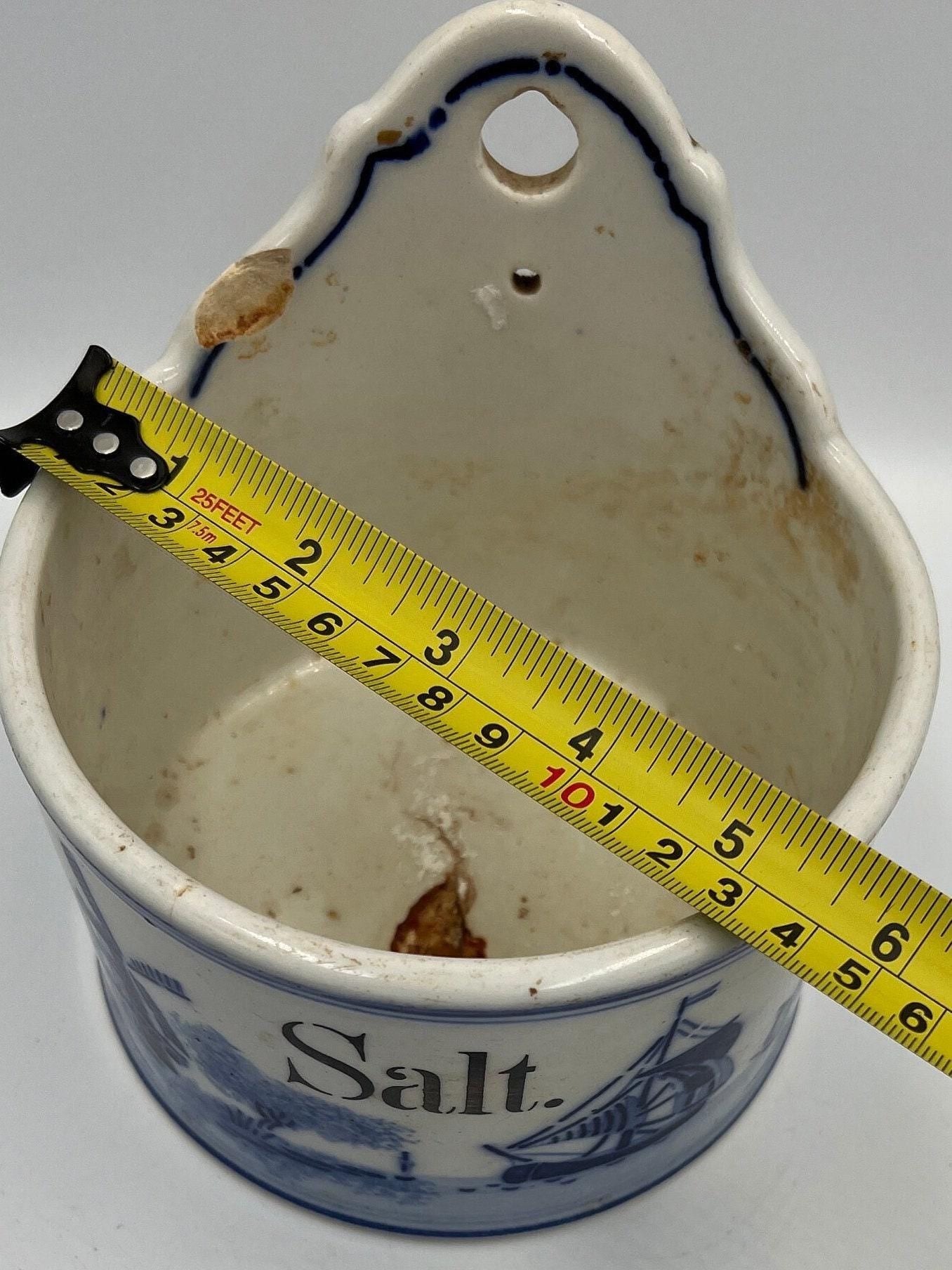 Rustic Salt Glazed Crock - Blue Leaf Stoneware, German Farmhouse Style