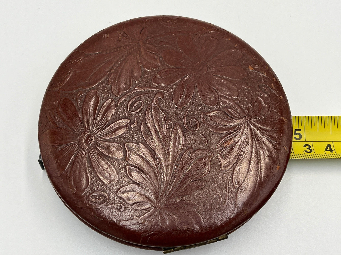 Vintage REX Fifth Avenue Compact Powder Flowered Embossed Leather