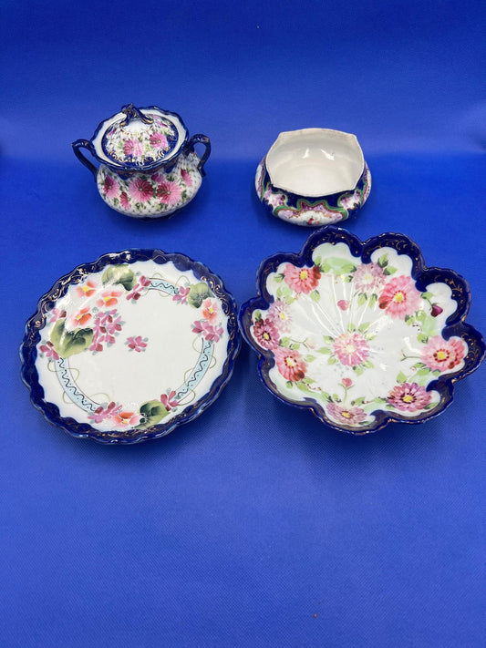Vintage Nippon Ceramic Set - Plate, Covered Bowl, and Two Serving Dishes