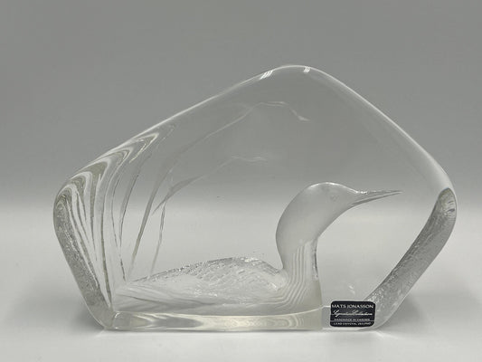 Mats Jonasson Swedish Crystal Loon Paperweight
