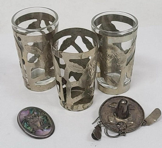 Vintage Sterling Silver Overlay Liqueur Glasses - Set of 3