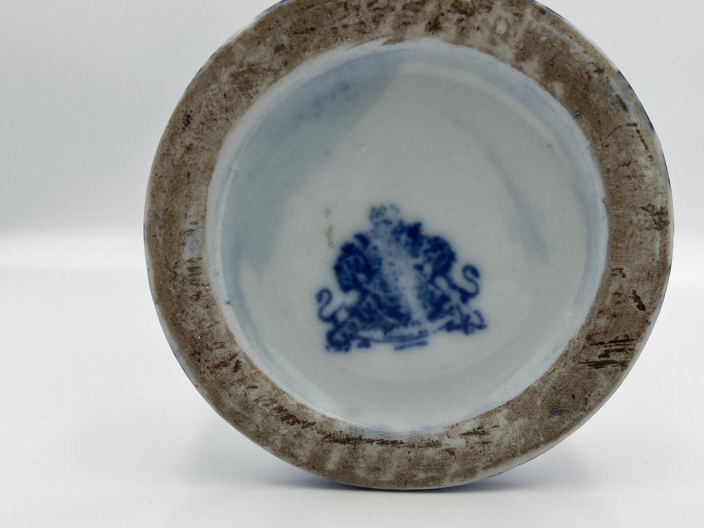 Floral Blue & White Ironstone Vase: Victoriaware Figural Sculpture