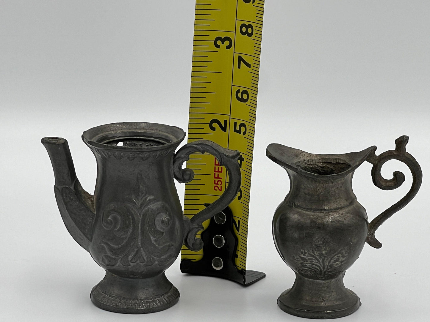 Vintage Pewter Dollhouse Pitchers - Pair of Mini Collectibles