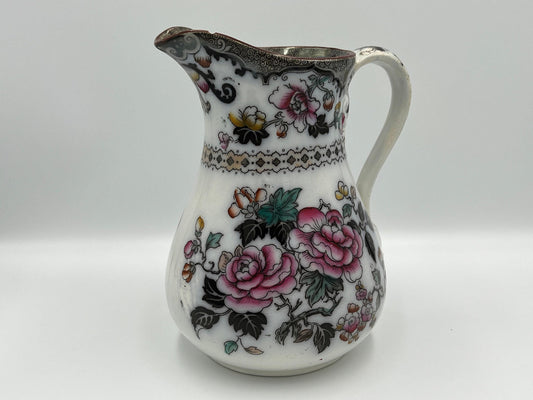 Jedoo Ironstone Pitcher Vase: Small Blue Floral Design, England