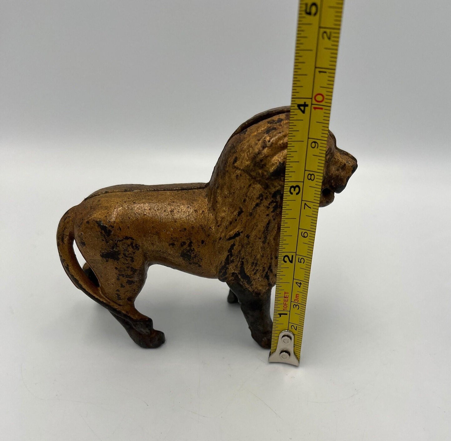 Vintage Cast Iron Lion Bank, AC Williams Original (Antique Coin Still)
