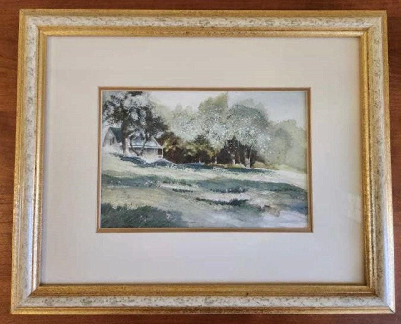 Winter Watercolor Art Print - Snow Scene Landscape by David Nichols