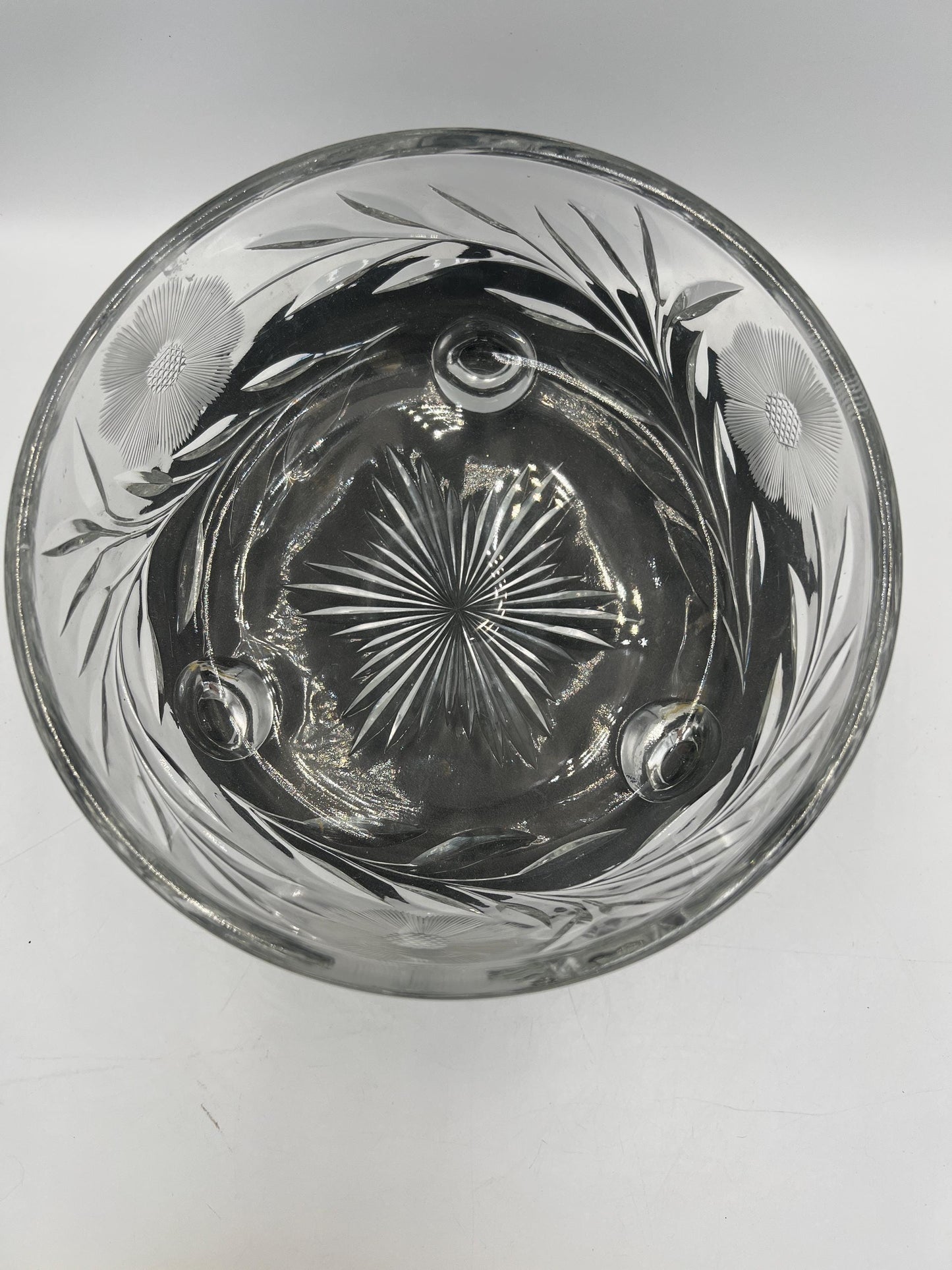 Tri Foot Crystal Bowl Starburst Pattern