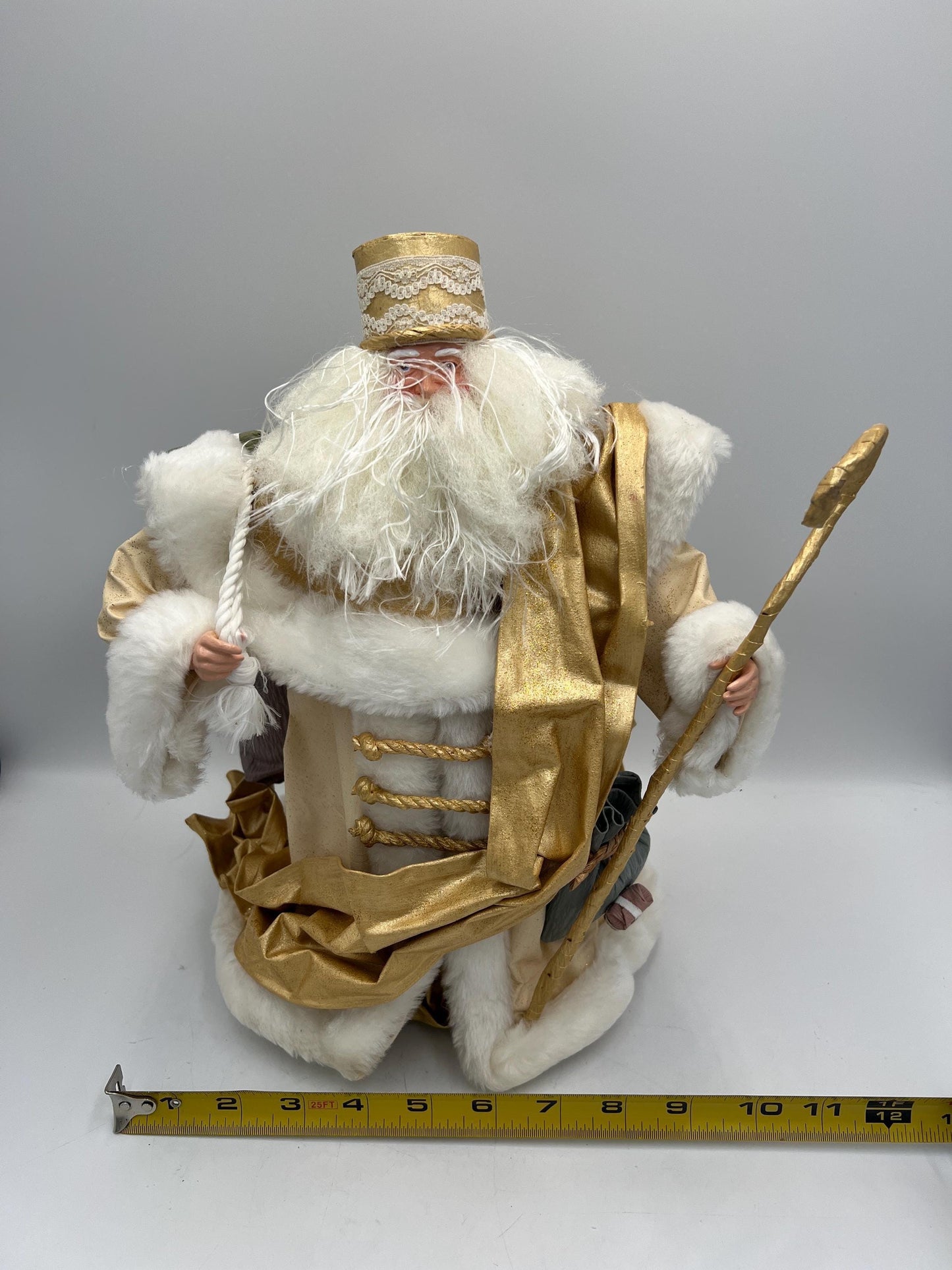 Vintage Old World Santa Gold and White
