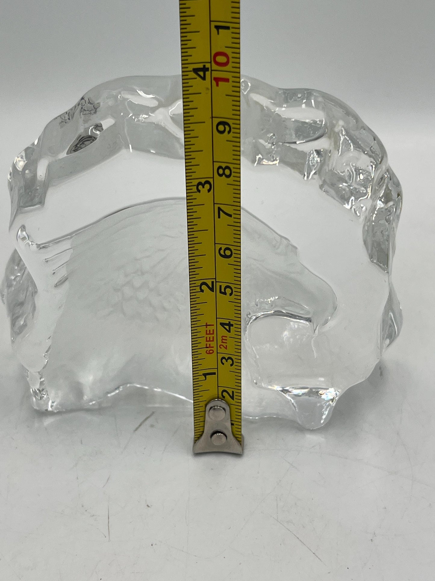 Cristal d'Arques Eagle Head Intaglio 24% Lead Crystal Clear Glass Figurine Made in France