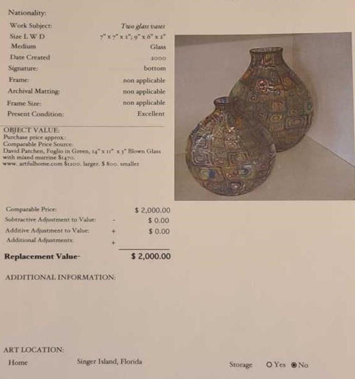 Signed Robin Mix Murrini Glass Vases: 1999 American Studio Art, Pair