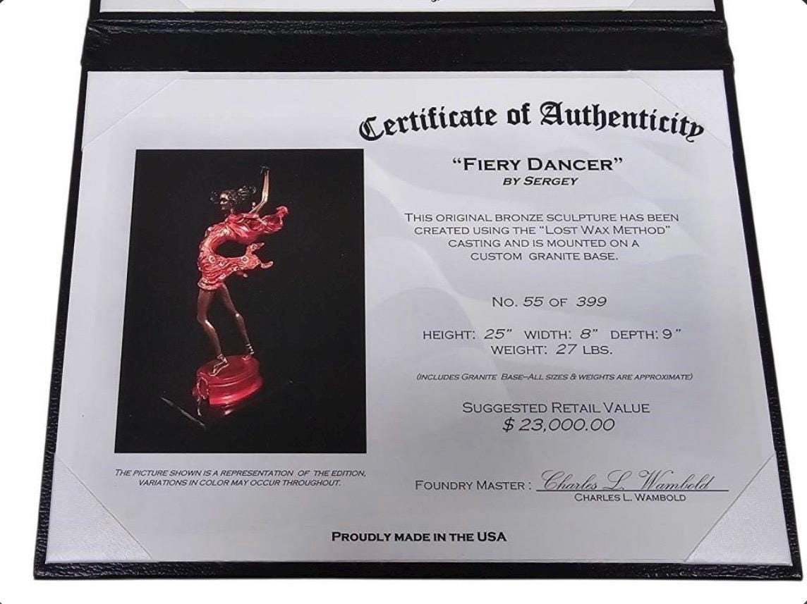 Sergey Kazaryn Fiery Dancer Orig. Bronze Sculpture