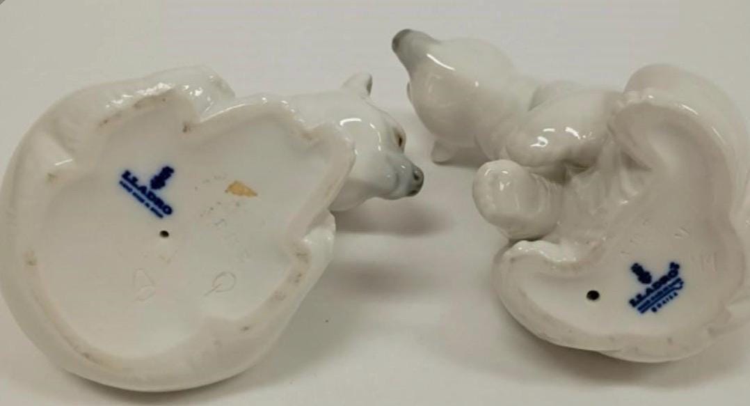 Lladro Seated Polar Bear and Resting Polar Bear Set Figurines: Lladro - Porcelain Sculpture. No Box