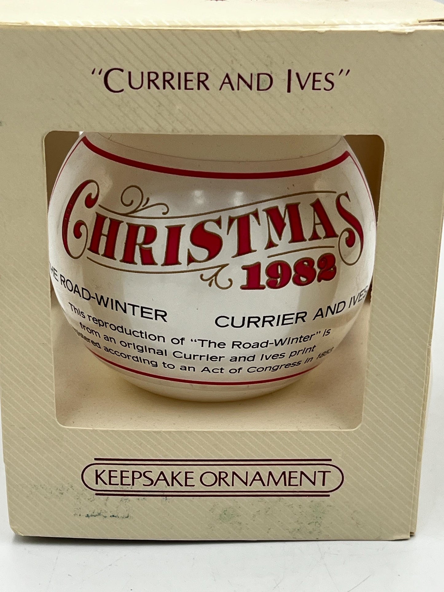 Vintage Currier & Ives Keepsake Christmas Ornaments Set of 2 – Winter Sleigh and Ice Skating Scenes – Original Boxes