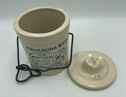 Vintage Kaukauna Klub Stoneware Crock with Lid