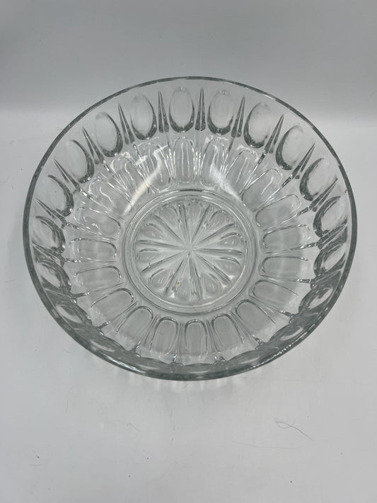 Vintage Clear Glass Fluted Serving Bowl
