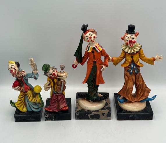 Fontanini Vintage Clown Figurines - Hobo, Umbrella, Blue Shoes