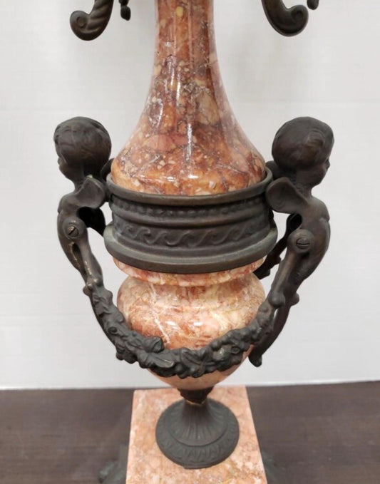 Antique French Bronze and Marble Candelabra
