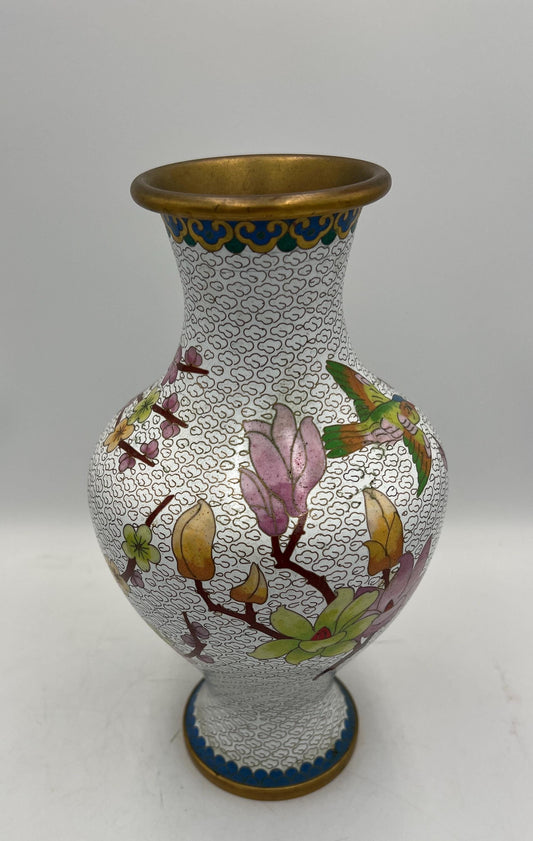 Chinese Cloisonne Vase Floral with bird design