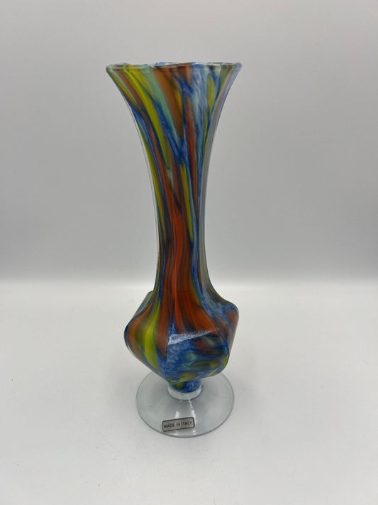 Italian Art Glass Colorful Swirl Vase