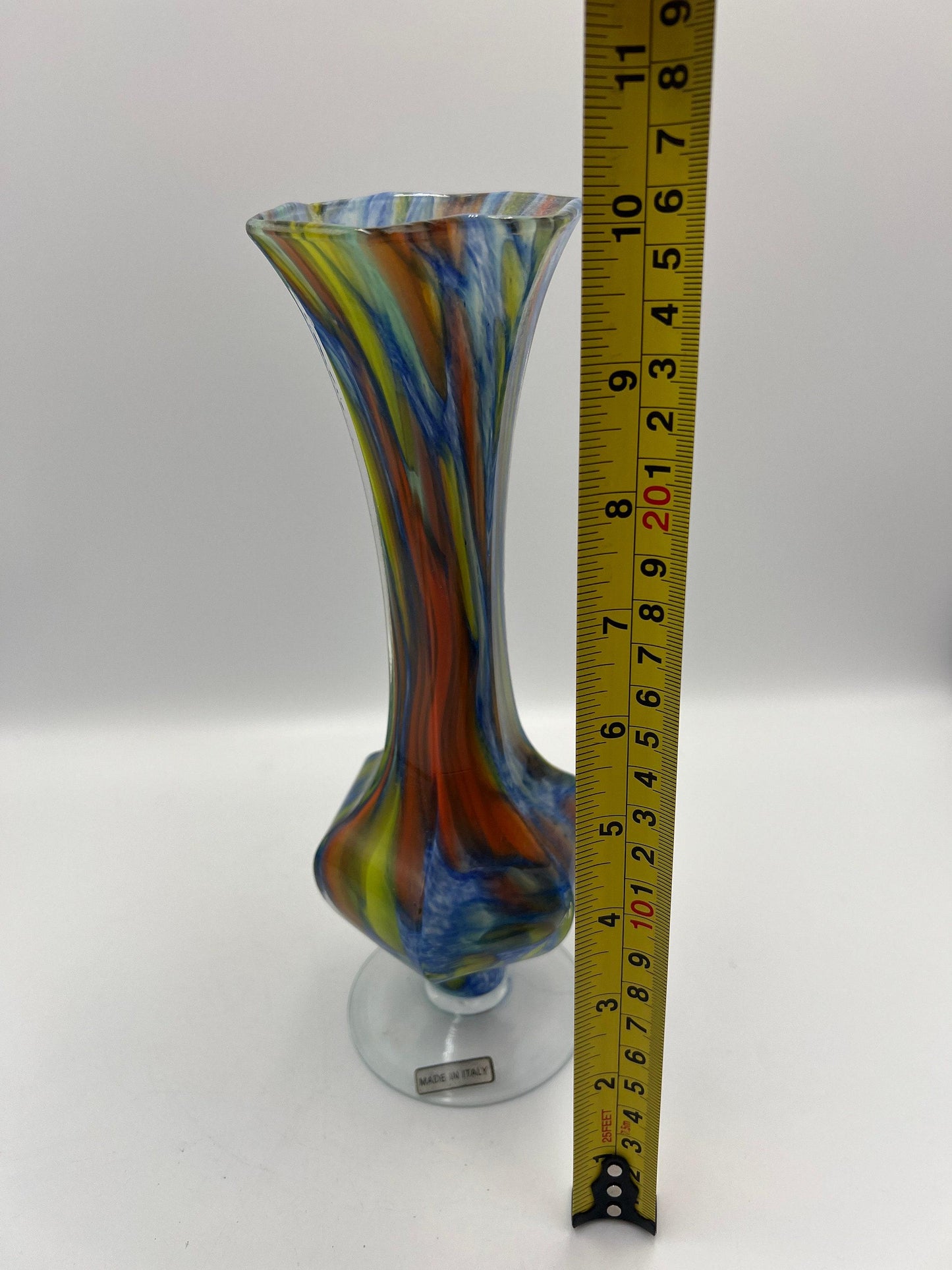 Italian Art Glass Vase: Colorful Swirl Design