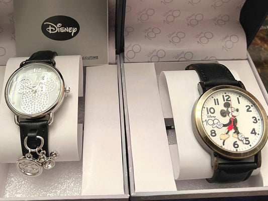 Mickey Mouse Anniversary Watch - Moving Hands or Silver Charm, Boxed