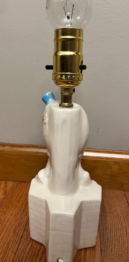 Vintage~Mid Century Glossy Ceramic Humpty Dumpty Lamp ~11" Tall - WORKS