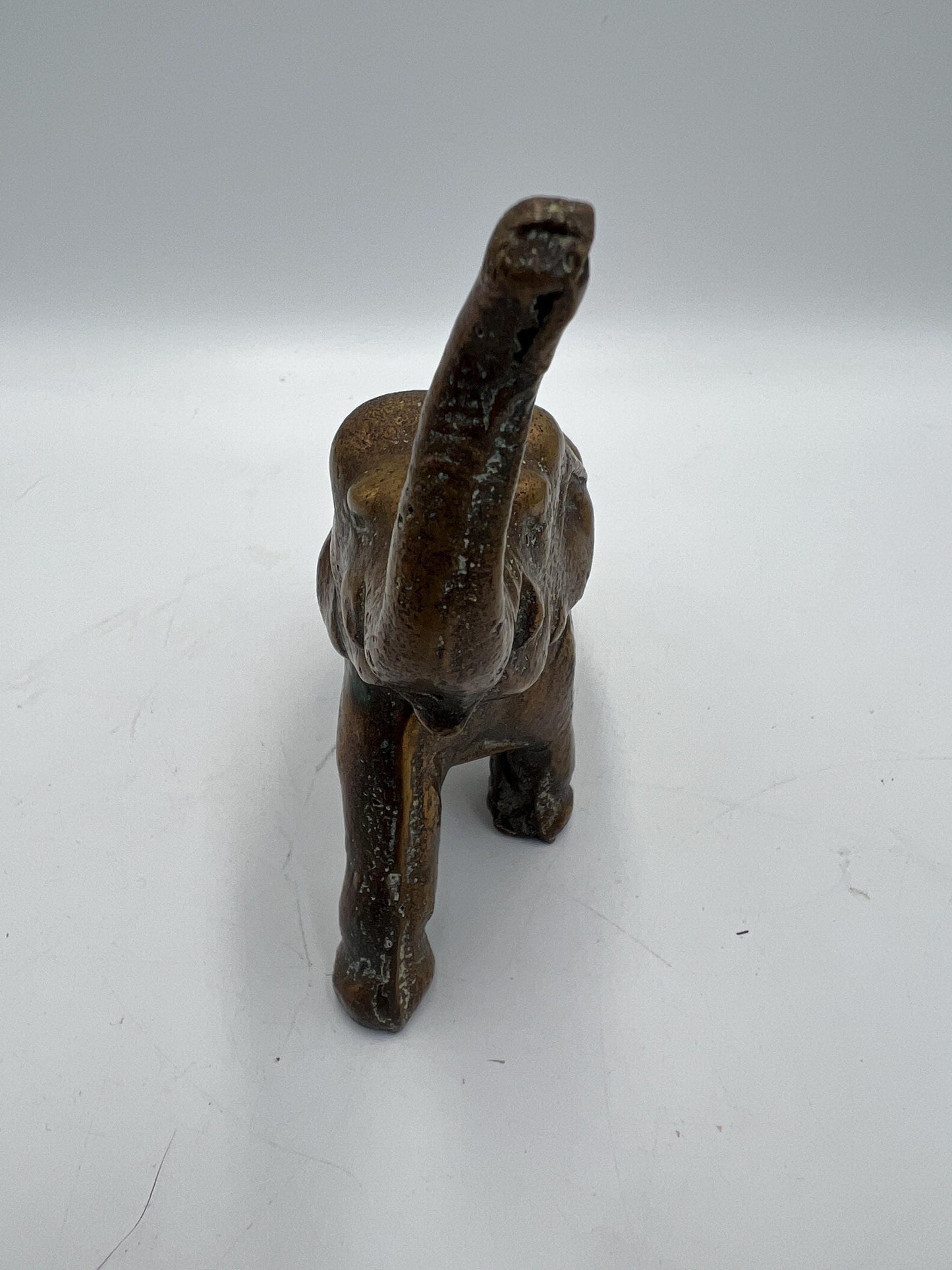 Elephant Figurine: Vintage Bronze Trunk Up - Good Luck Symbol